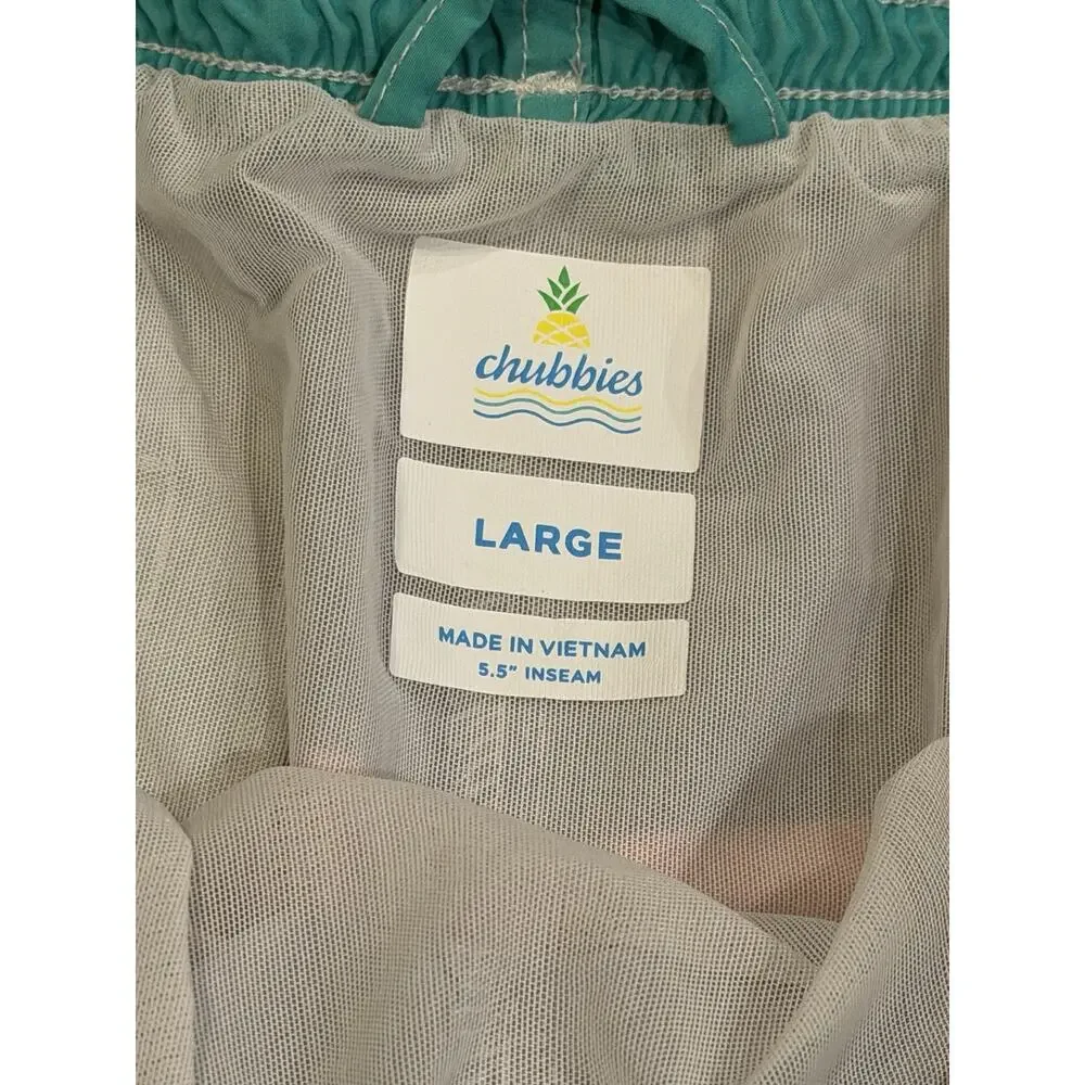 Chubbies Aquatic Libations Colorblock Splatter Swim Trunks Large Beach Ocean EUC